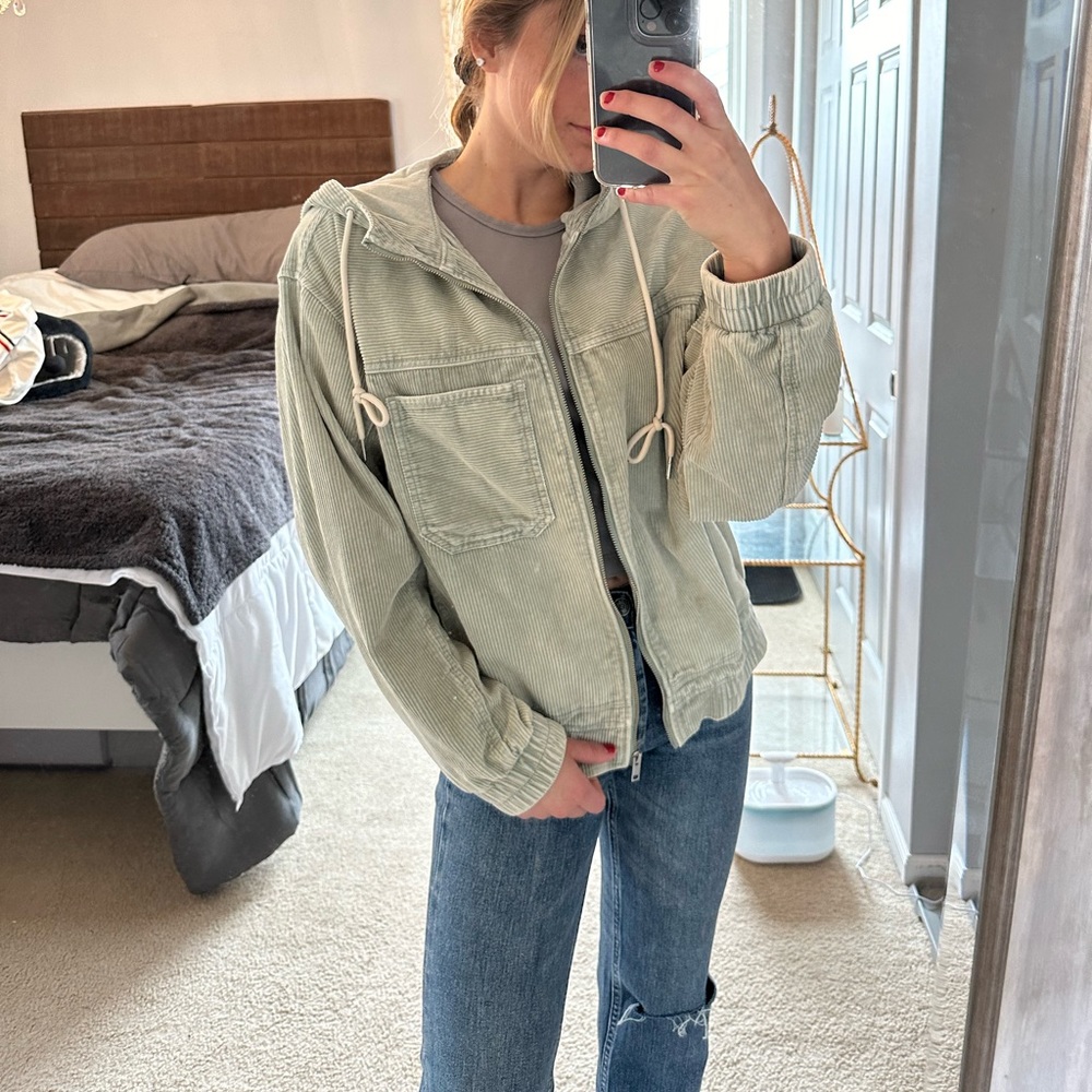 Urban outfitters sage green corduroy jacket